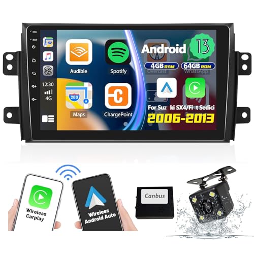 Radio para automóvil 2 Din para SX4 con pantalla de 9 pulgadas, Android 13 y WiFi 5G