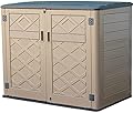 Mrosaa Large Horizontal Storage Sheds,38 cu.ft Resin Garden Shed Weather Resistance,Outdoor Storage Box Lockable for Patio,Backyard,Garden,Home(Brown)
