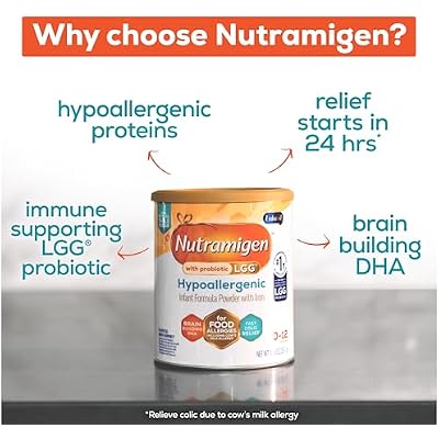 Enfamil Nutramigen Hypoallergenic Baby Formula with Iron, Lactose Free, Colic Relief from Cow's Milk Allergy Starts in 24 Hours, Brain Building DHA, Probiotic LGG for Immune Support, 12.6 Oz Can
