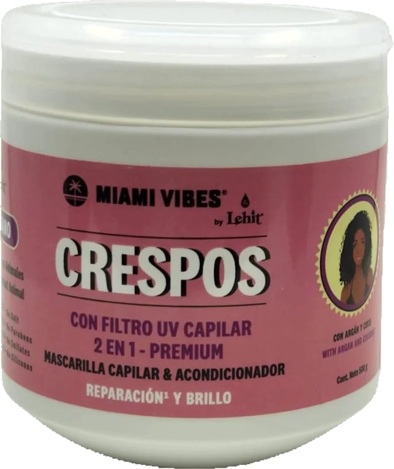 Lehit Crespos Miami Vibes Mascarilla Capilar & Acondicionador 2 en 1 Premium | Treatment Mask Conditioner Colombia 16.9oz-500ml