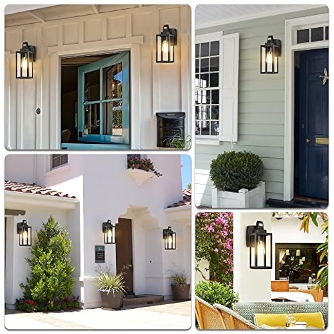 Pia Ricco Outdoor Porch Lights Outside Wall Lantern Matte Black Wall Mount Exterior Sconce