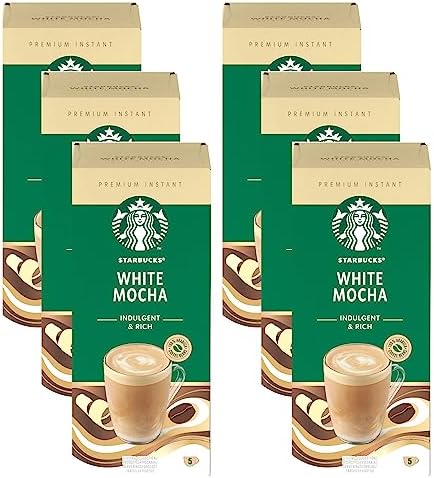 Starbucks White Mocha Premium Instant Coffee, 5 Sachets, (Pack of 6, Total 30 Sachets)