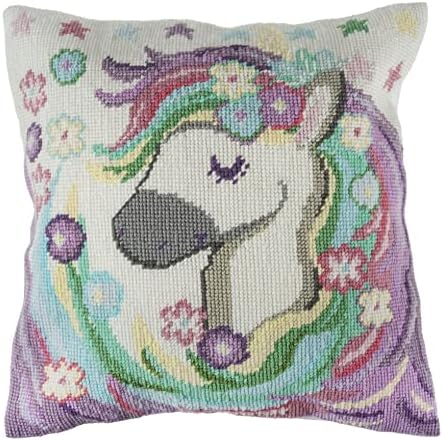 Trimits Cross Stitch Cushion Kit, Back Included, Pre Printed Canvas, Yarn and Needle 40 x 40cm (15.75 x 15.75in), Robin, GCS70, 40 x 40cm (15.75 x 15.75)