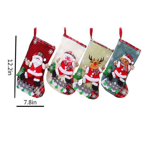 4pcs Christmas Socks Christmas Gift Bags, Small Sock Pendants, Christmas Tree Ornaments, Christmas Home Furnishings(B)2