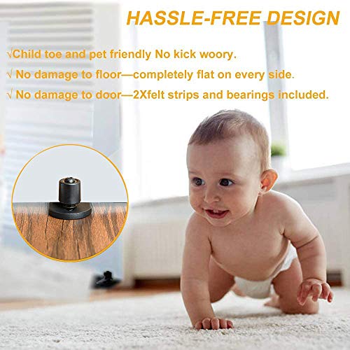 Ball Bearings Design!!!New Upgraded 2 Pcs Barn Door Floor Guide For Doors!!! | Stay Roller Sliding Adjustable By Smartsmith | Unique Guide Flush With Floor | Durable Steel Frame (Black) #TOP3