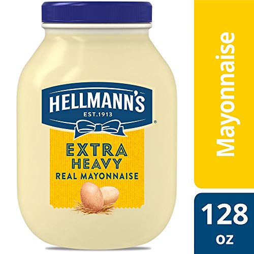 Image of Hellmann's Extra Heavy Mayonnaise Jar, Extra Egg Yolk, Condiment for Sandwiches, Salads, Mayo Made with 100% Cage Free Eggs, Gluten Free 1 gallon 128 oz, (Pack of 2)