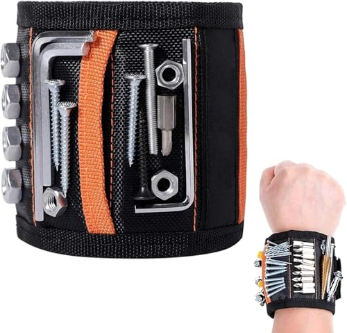 Correa de Muñeca Magnética, Pulsera magnética con 15 imanes fuertes para sujetar tornillos, clavos, brocas,ideas de regalos para el Día del Padre, Día del Hombre, cumpleaños,Papa