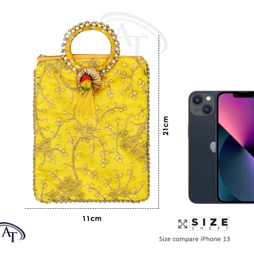 Image of Embroidered Vintage Mobile Potli Pouches for Women Pack of 30 | Bags for Return Gifts, Purse for Ladies, Shagun Mobile Bags for Home Functions