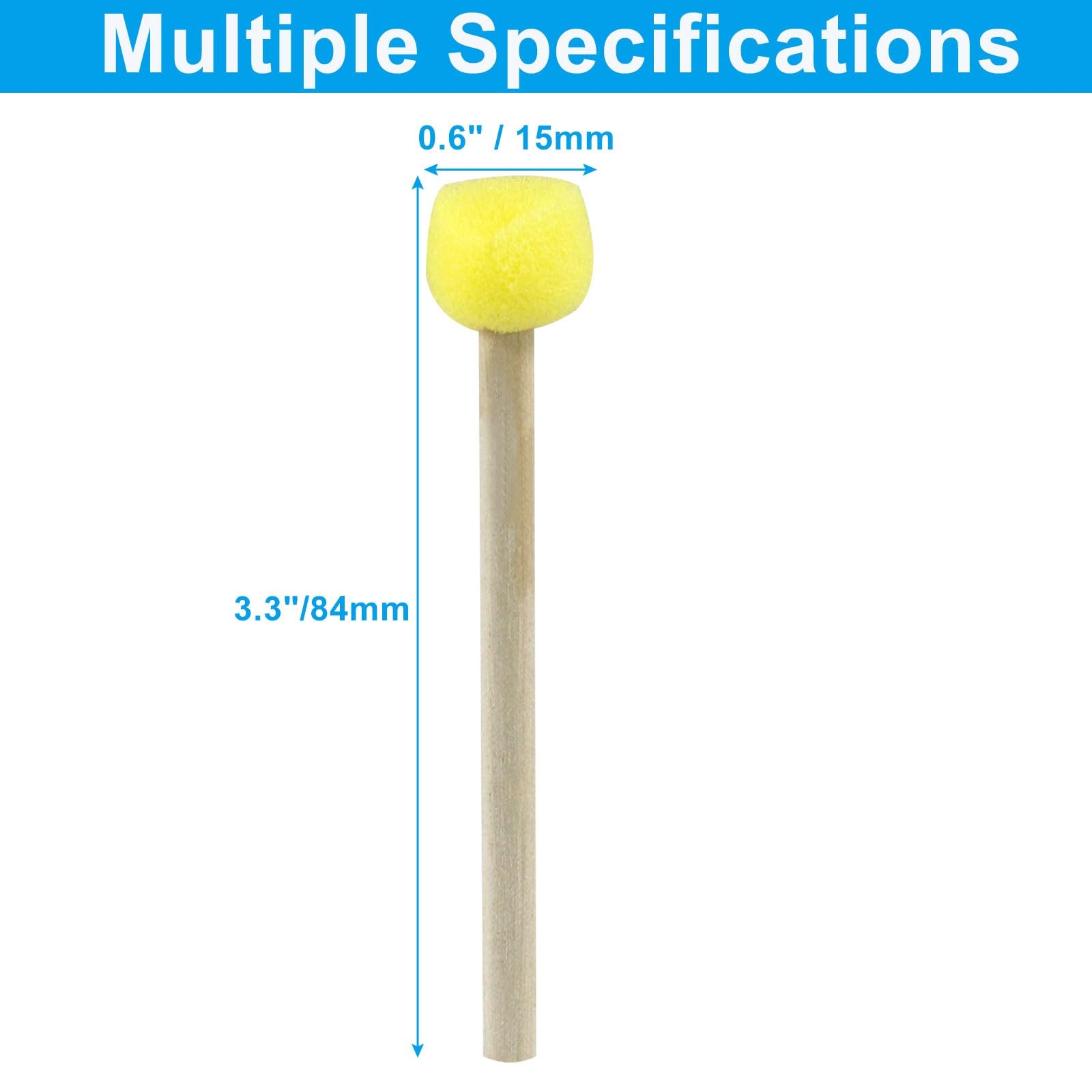 Juego de 40 pinceles de esponja redondos, esponja de espuma de 15 mm, mango de madera, juego de pinceles para pintar manualidades, herramientas de pintura de bricolaje (0.6 pulgadas)