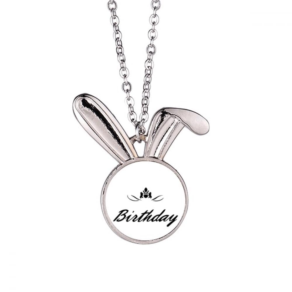 Collier avec pendentif lapin Happy Birthday, message d'amour