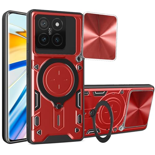 Lucyliy Compatible with Xiaomi 14T Phone Case Cover [with Tempered Glass Screen Protector] red