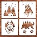 4 Pack (12x12 Inch) Painting Drawing Stencils Forest Bear and Claw Stencil for DIY Rock Painting Art Projects, Reusable