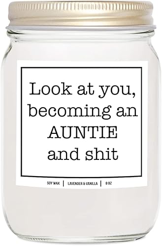 YouNique Designs Cool Aunt Candle - Velas de soja blanca prémium para el hogar regalos perfumados para tía de sobrina regalos de anuncio de embarazo