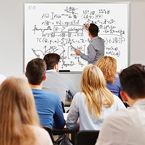 Amazon Basics Large Magnetic Dry Erase Whiteboard with Pen Tray for School, Classroom, Office & Home , 48" x 72", Aluminum frame, Silver/White