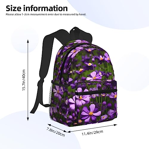 Sac à dos fleurs violettes multi-poches léger et ergonomique