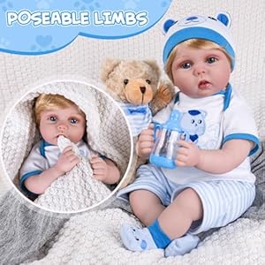 Aori real life baby dolls lifelike baby doll 22 inch realistic newborn boy soft weighted body with feeding accessories doll set  urban country home decor