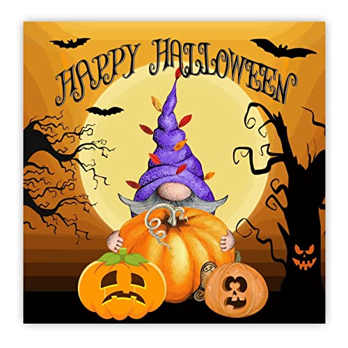 Panneau en bois Halloween Citrouille et Gnome Décoration Murale Horreur Vintage