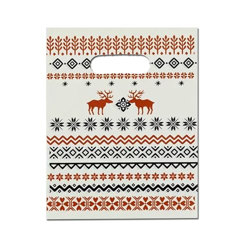 DEDIULE 100 Thank You Gift Bags, Reindeer Pattern Candy and Cookie Bags, Suitable for Birthdays, Baby Showers, Weddings, Christmas, and Retirement (5.9 * 7.9 inches) (Reindeer pattern)