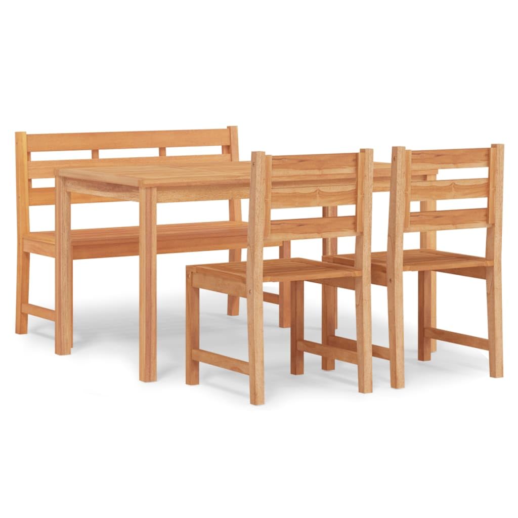 Set di 4 mobili da giardino in legno massello in teak, 140 x 80 cm, 2 sedie, design moderno, robusto, per piccole e terrazze e soggiorno