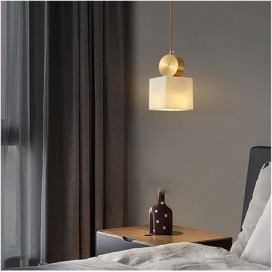 Luminaire suspendu en marbre d'exception et fer lustre rétro