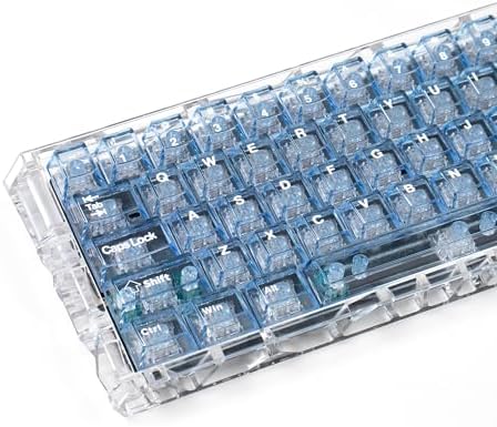 mintcaps 128keys Keyboard Keycaps Shine Through Clear Blue Keycap Set, Cherry Transparent Key Caps for Cherry Gateron Mx Switches Mechanical Keyboard