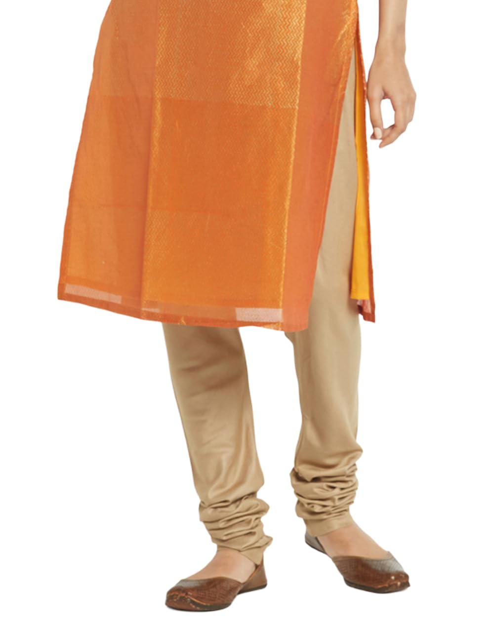 fabindia Women Silk Elasticated Churidar Viscose_Beige-picture-43