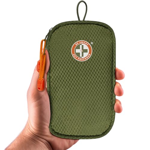 Be Smart Get Prepared's 125 Pieces Travel First aid kit, Carry-on Travel Essentials– PPE, Camping, Hiking, Road Trips, On-The-Go