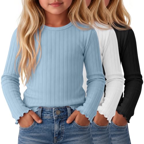 Image of 3 Pack Toddler Girls Cute Long Sleeve Cotton Shirts