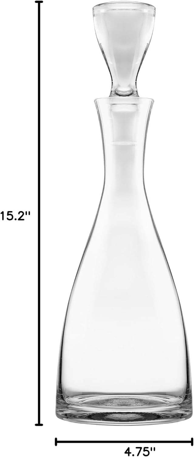 Wine Decanter - Glass - Clear - with Stopper - 40 Oz. - for Wine - Whiskey - Champagne - Made in Europe - by Barski