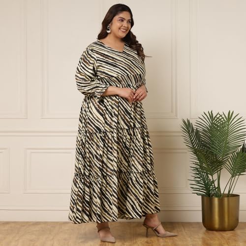 Image of DEEBACO Women's Rayon Wrap Fit and Flare V-Neck Maxi Dress for Woman Festive Fancy|Casual Outfit|Trending Stylish Long One Piece Dresses Women Western (Multicolor)