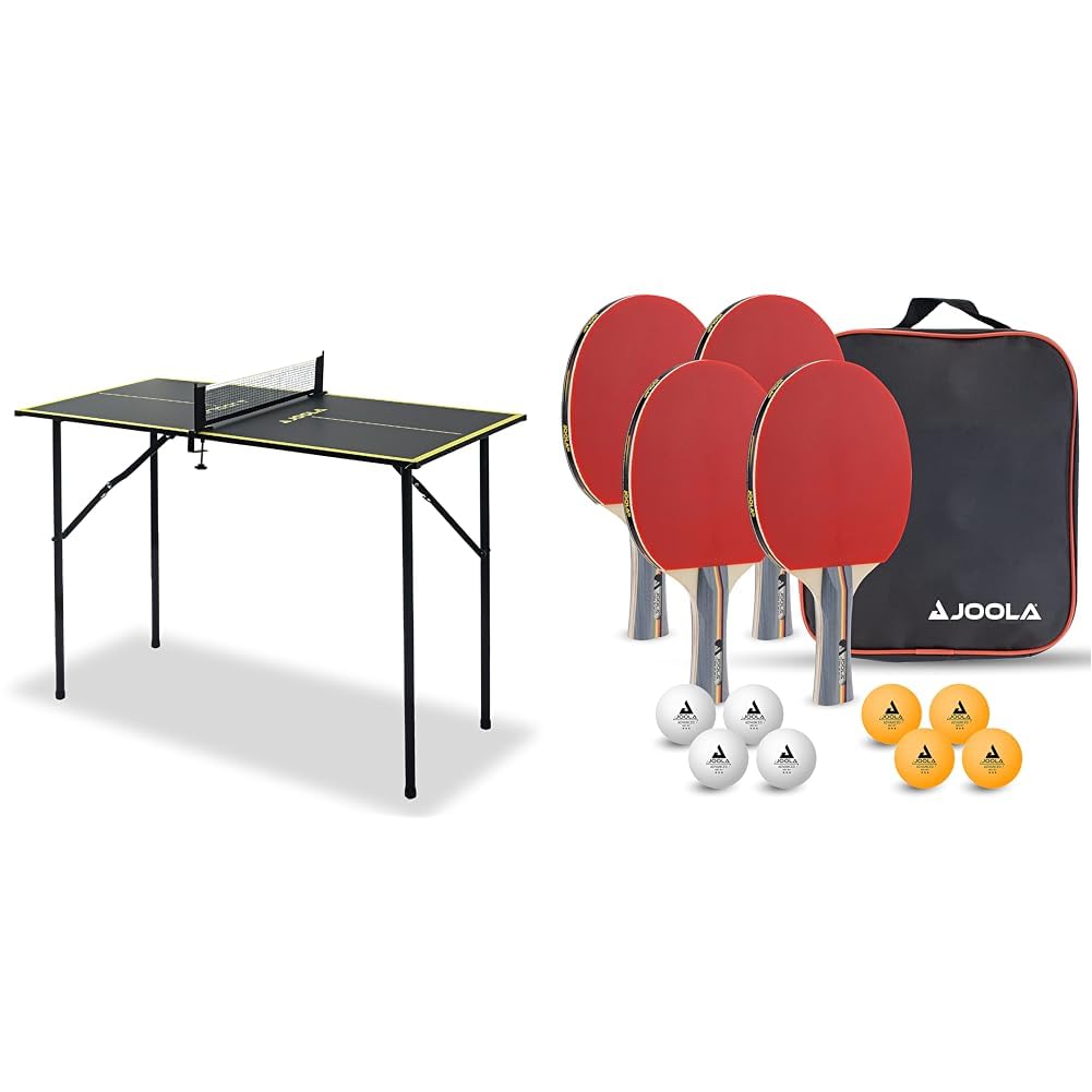 JOOLA Tischtennisplatte Mini - Indoor Tischtennistisch, Freizeittisch Inklusive Tischtennisnetz, Dark-Grey & Unisex – Erwachsene Tisch Tennis-Set-54825 Tennis-Set, mehrfarbik, One Size