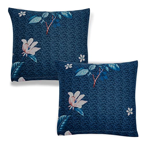 Image of HOKIPO Stretchable Cushion Cover 16x16, Pack of 2, Blue Mixed Flowers (AR-4098-D2*2)