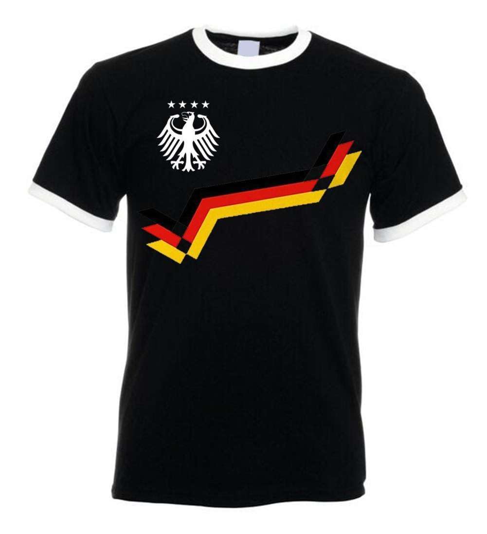 Herren T-Shirt Deutschland Retro Trikot Fußball - Schwarz L