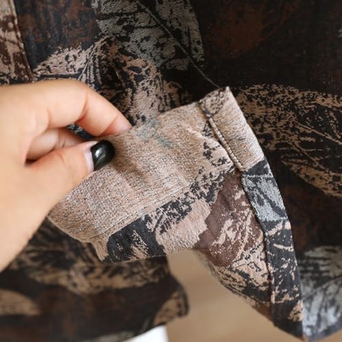Pijama de algodón para hombre tipo kimono con estampado de hojas 8