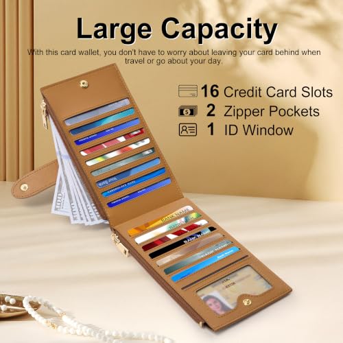 Image of Travelambo Womens Leather Bifold Wallet, Slim RFID Blocking Card Holder