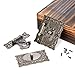 Jewelry Box Hinges - Retro Design Decorative Locking Hinges - Vintage Tool Box Latch Decorative Hasp Latch Buckle with 12 Antique Bronze Engraved Designs and 100 Screws
