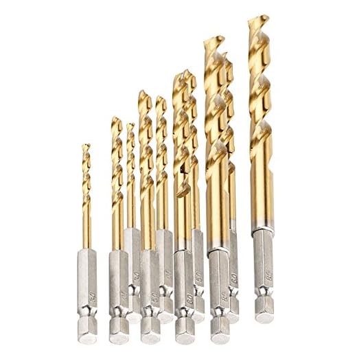 AGT Bohrer mit Bitaufnahme: HSS-Bohrer-Set für Akkuschrauber, Titan-beschichtet, 3-8 mm, 10 Stk (Bohrmaschinenaufsatz)