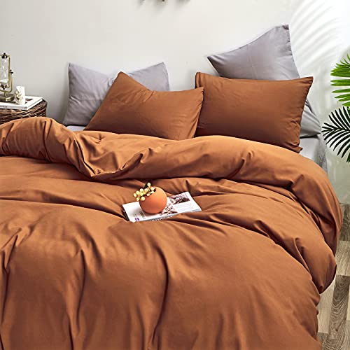 Clothknow Pumpkin Caramel Comforter Set Queen Burnt Orange Bedding Comforter Sets Full Brown Comforter Terracotta Bedding Comforter Cotton Comforter Soft 3Pcs Pumpkin Bed Bedding Comforter Sets #TOP1