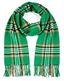 Achillea Cashmere Feel Tartan Plaid Scarf - Classic Winter Scarf for Men & Women, Scottish Heritage Holiday Gift (Irish National)