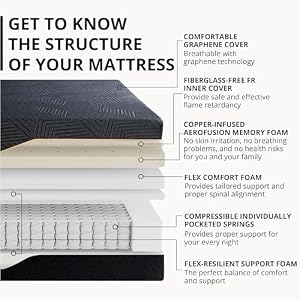 EGOHOME 14 inch Hybrid Cal King Mattress Memory Foam Pocket Spring Mattress with Cooling Cover Bed in a Box CertiPUR US Certified Targeted Support Pressure Relief Made in USA 72x84x14 Black