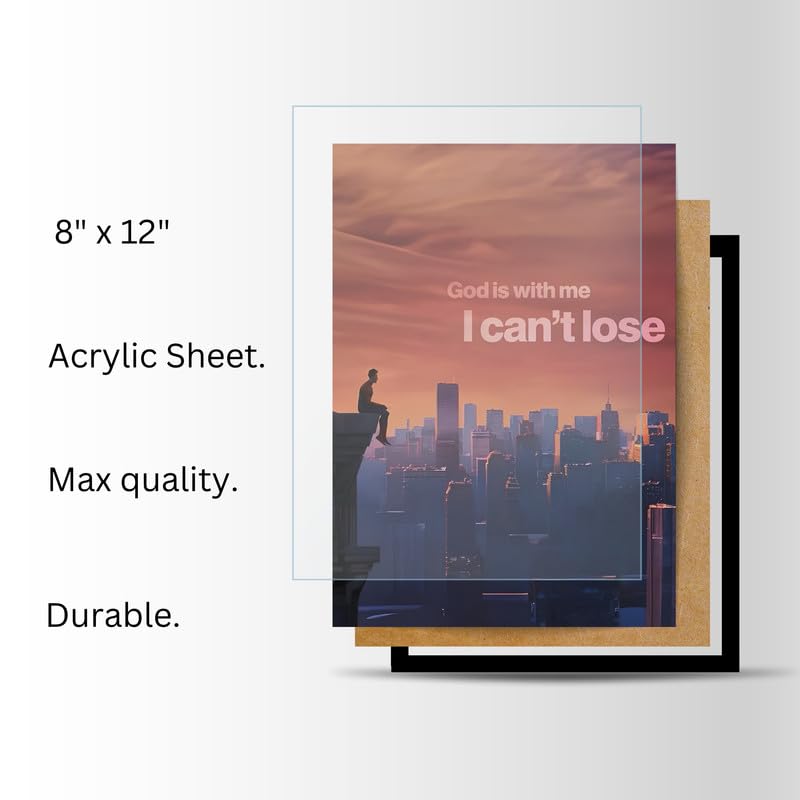 Image of Wall Framed Posters | 8x12 inch size | Motivational Quotes Posters |Motivational Photo Frame - inchGod Is With Me, I Can't Lose inch - Inspirational Wall Decor for Home & Office