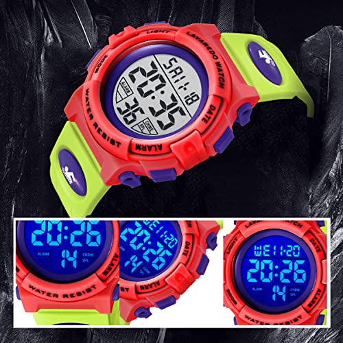 Image of Kids Watch,Boys Watch for 3-15 Year Old Boys,Digital Sport Outdoor Multifunctional Chronograph LED 50 M Waterproof Alarm Calendar Analog Watch for Children with Silicone Band,Kids Gift