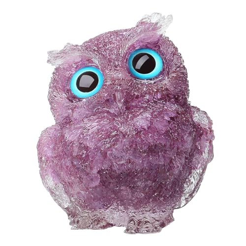 Sahoottie 2.4" Purple Owl Ornament Amethyst Crystal Owl Decor Owl Gifts for Women Owl Lover Gifts Purple Gifts Purple Ornament Cute Desk Accessories Owl Figurine