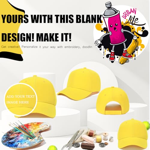 Image of ZH Plain Adjustable Baseball Cap - Lot of 12 Unisex Blank Design Caps