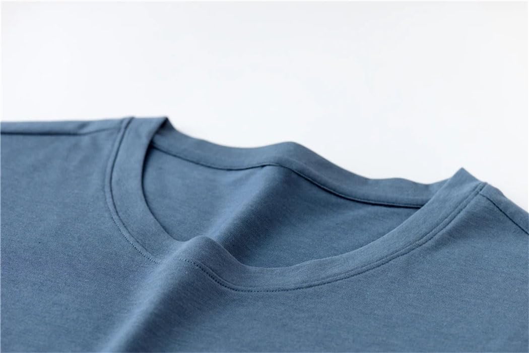 Męskie koszulki z okrągłym dekoltem T-shirt męski jednolity kolor miękka bawełniana jedwabna koszulka z krótkim rękawem