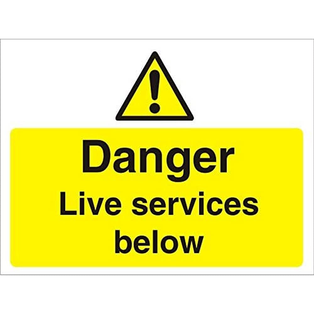 Warning Sign Live Services Freestanding Corrugated Board 45 x 60 cm
