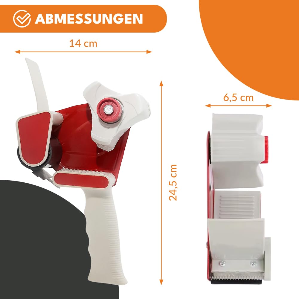 KRUMAD Dozownik taśmy 48-50 mm – wytrzymały dozownik taśmy klejącej z ergonomicznym uchwytem – ręczny dozownik taśmy do pakowania – dozownik taśmy klejącej do przeprowadzki, magazynu i biura