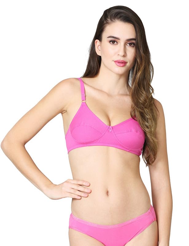 Image of VSTAR HANA Non-Wired Non-Padded Cotton Knitted Full Coverage Bra for Women with Double Layered Seamed Cups