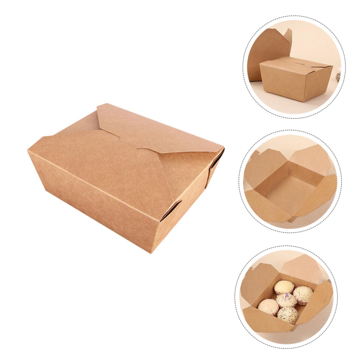 Garneck 30pcs Kraft Paper Lunch Boxes for Office School Picnic Simple Design Easy to Carry