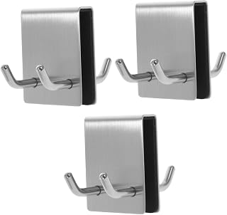 ULTECHNOVO Suction Cup Hooks 3pcs Glass Door Hook hat Hangers Over Cabinet Door Hook Metal Bathroom Door Hooks Hook up Coat Rack Coat Hanger